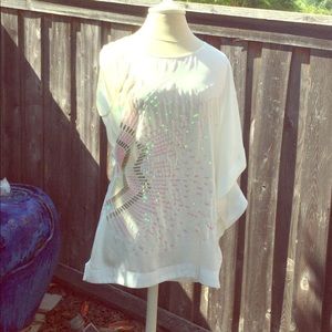 Elegant White One Arm Blouse